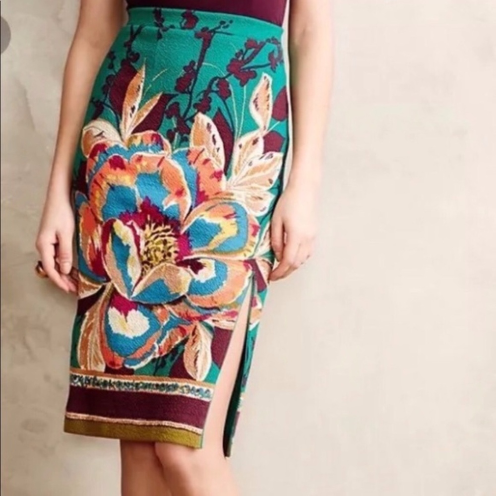 Anthropologie Maeve Tapestry Floral Print Skirt